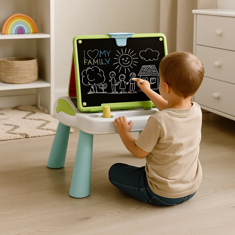 Lavagna per Bambini 4in1 Lavagnetta Pieghevole Doppio Lato Accessori Idea Regalo