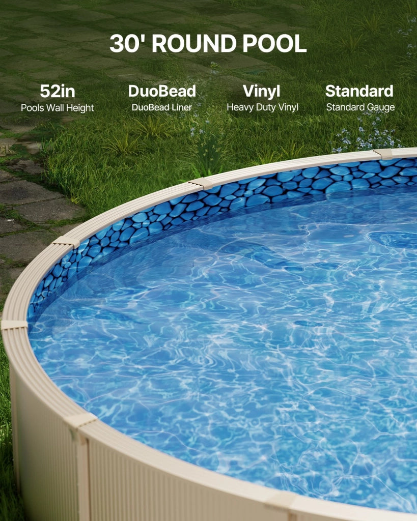 Rivestimento per Piscina Fuori Terra Rotonda Diametro 30 Piedi Altezza 52 Pollici in Vinile Resistente Stile Duobead Modello 30X52X0.32