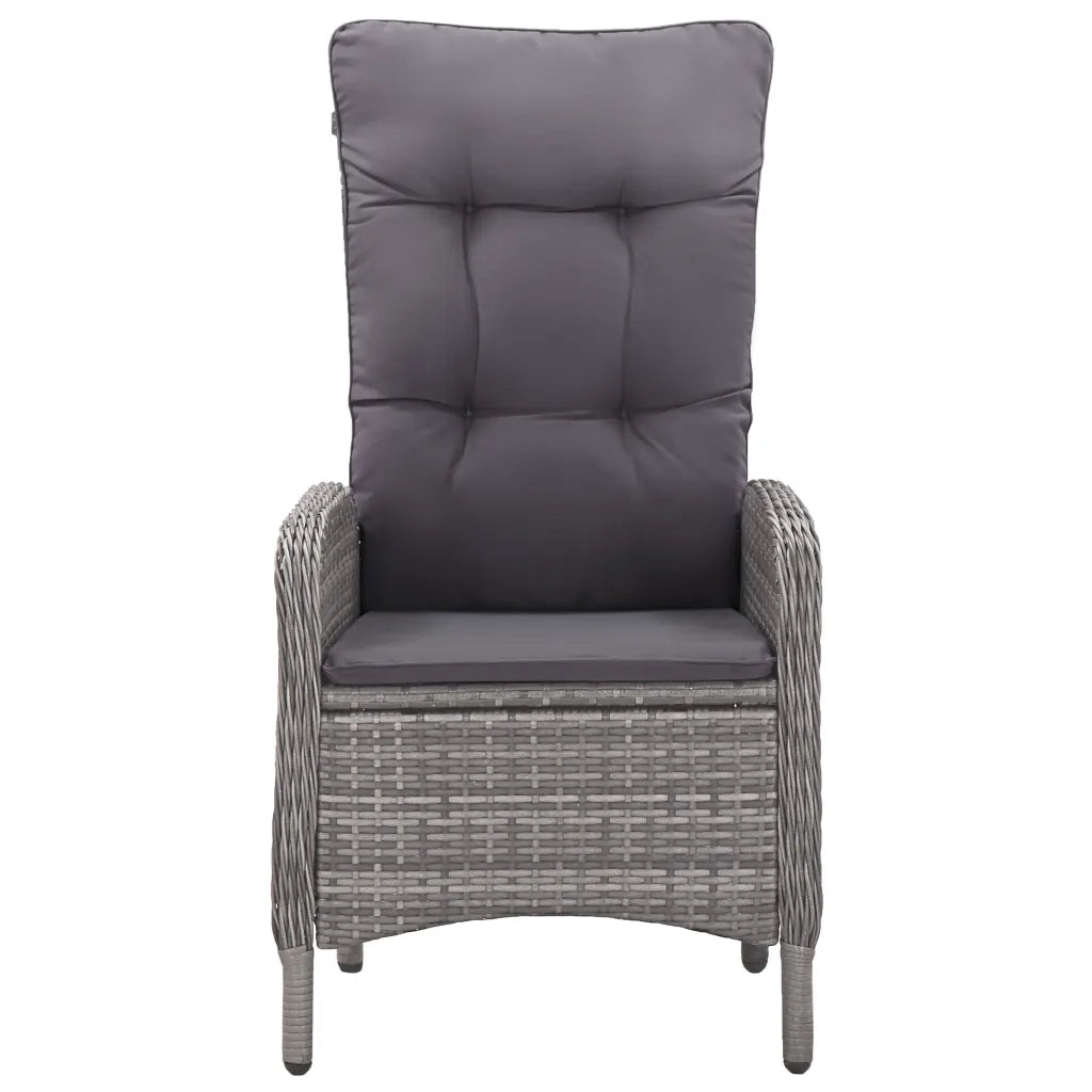 Set da Bistrot da Giardino 3 pz in Polyrattan e Vetro Grigio