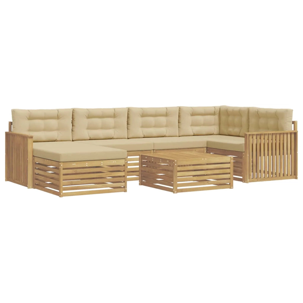 Set di divani da esterno 7 pz Bianco e Beige 3390803