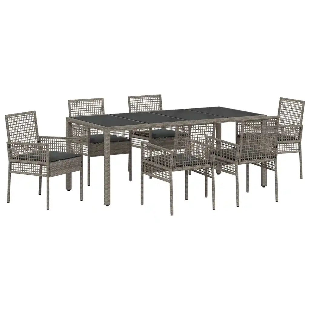 Set da Pranzo per Giardino 7 pcs Grigio polyrattan 3334875