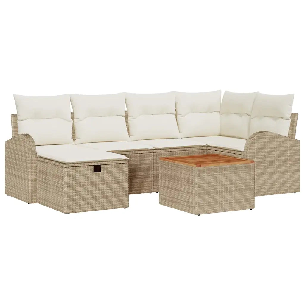 Set Divano da Giardino con cuscino 7 pcs Beige polyrattan 3359512
