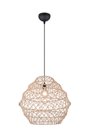 Lampada a sospensione, canapa e metallo, naturale e nero, D 60 cm, Hive
