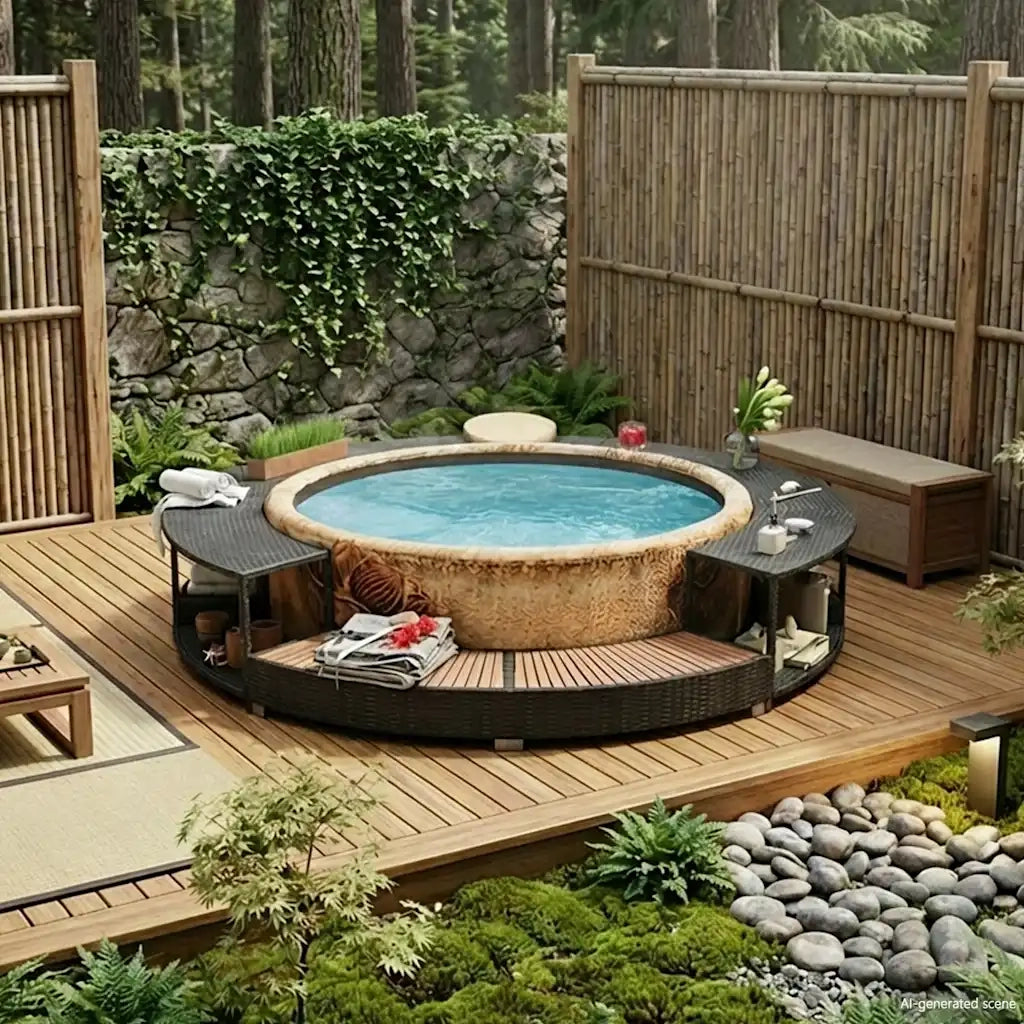 Bordo per Vasca da Spa in Polyrattan Nero 41454