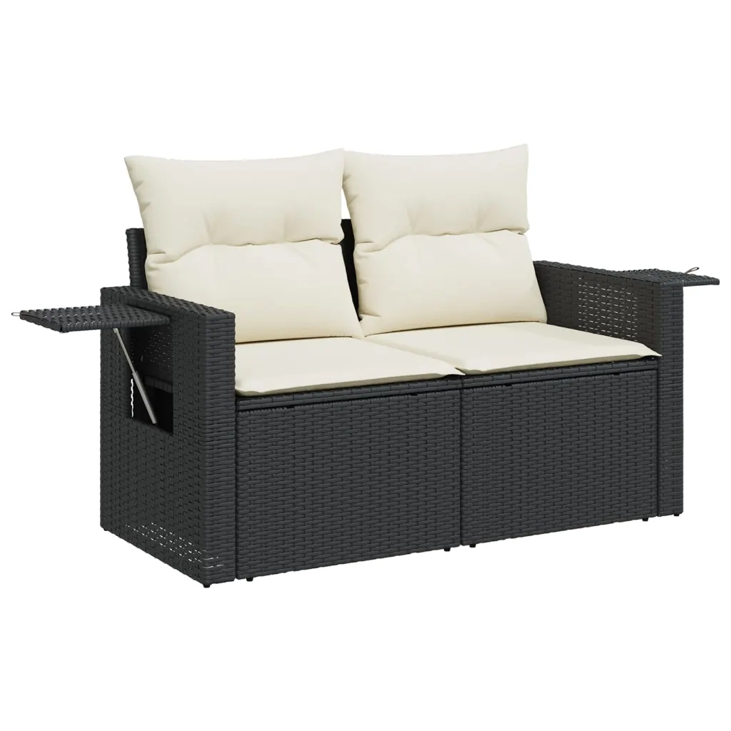 Set Divano da Giardino 6 pz con Cuscini Nero in Polyrattan 3224537