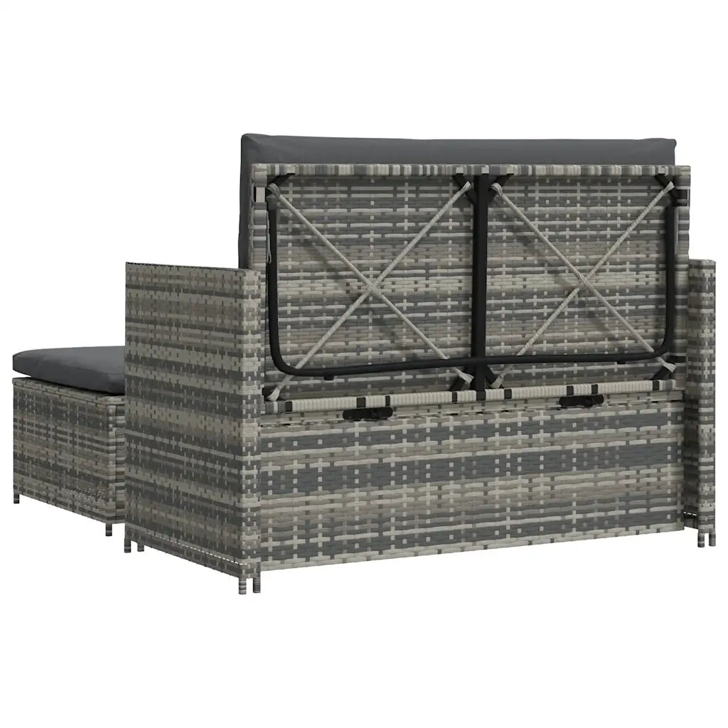 Set Divani da Giardino 2 pz con Cuscini in Polyrattan Grigio
