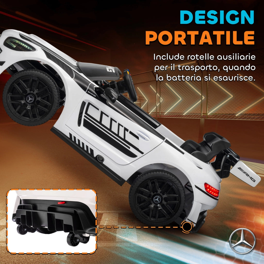 Auto Elettrica Bambini 3-8 Anni ¨C Minimal ¨C Bianco con Luci LED e Telecomando