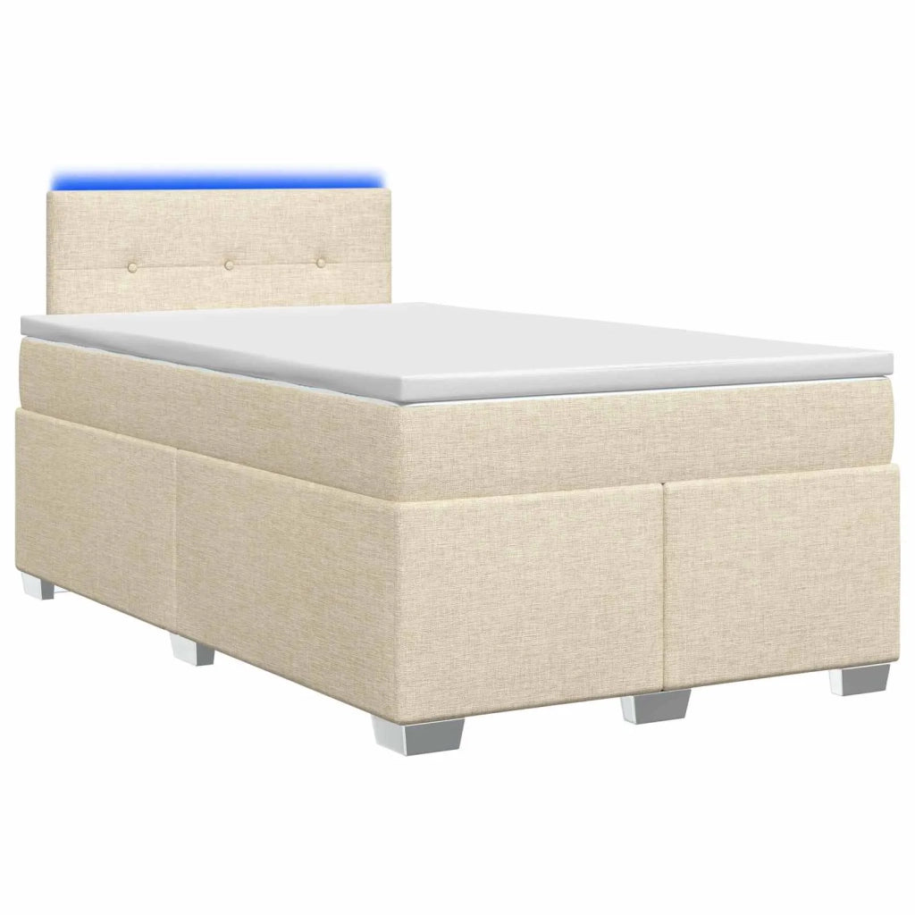 Letto con Box Spring, Materasso e LED Crema 120 x 190 cm 3451901
