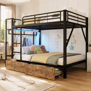 Letto a castello 140x200 cm nero con LED, cassetti e ripiani