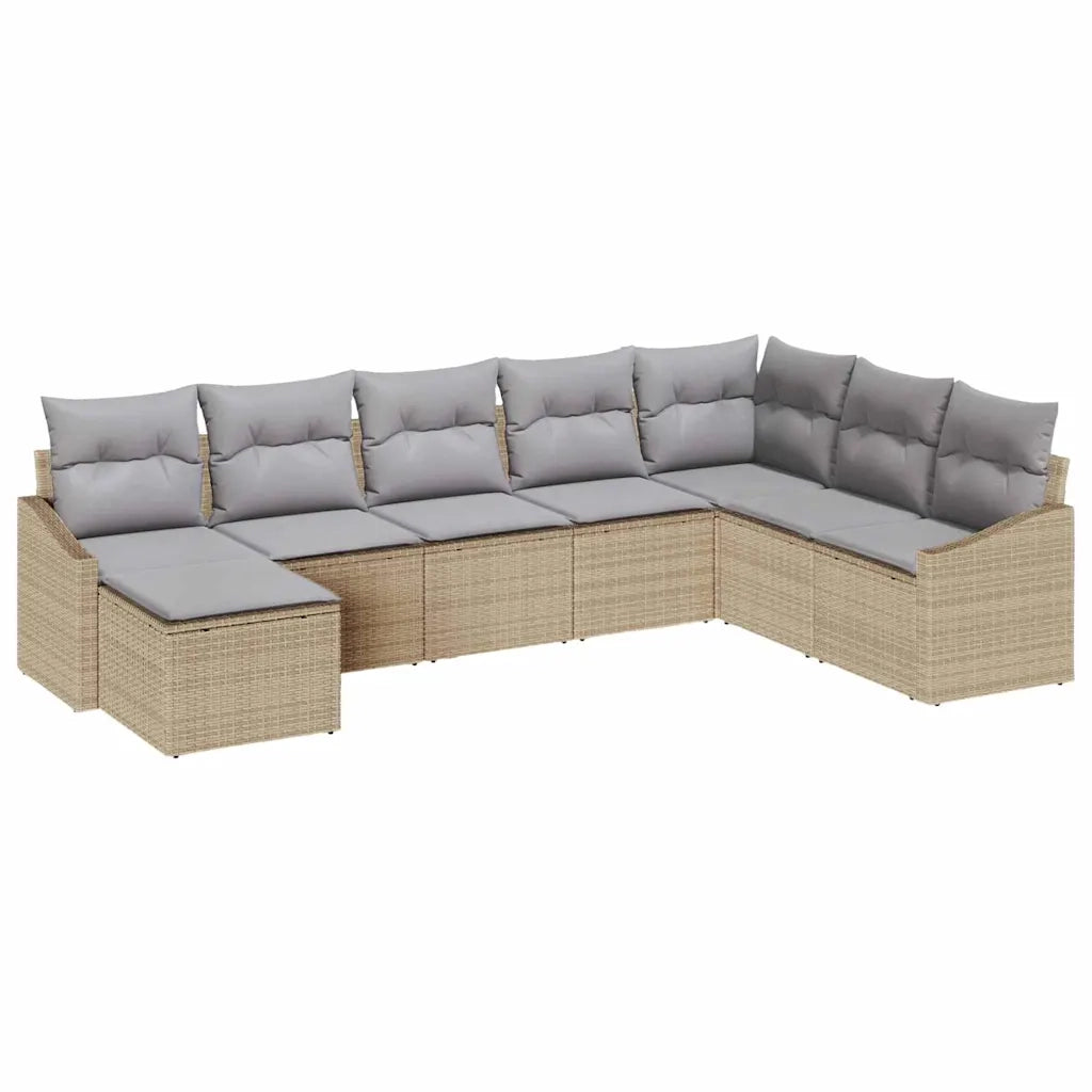 Set Divano da Giardino 8 pcs Beige e Grigio Chiaro polyrattan 3355509