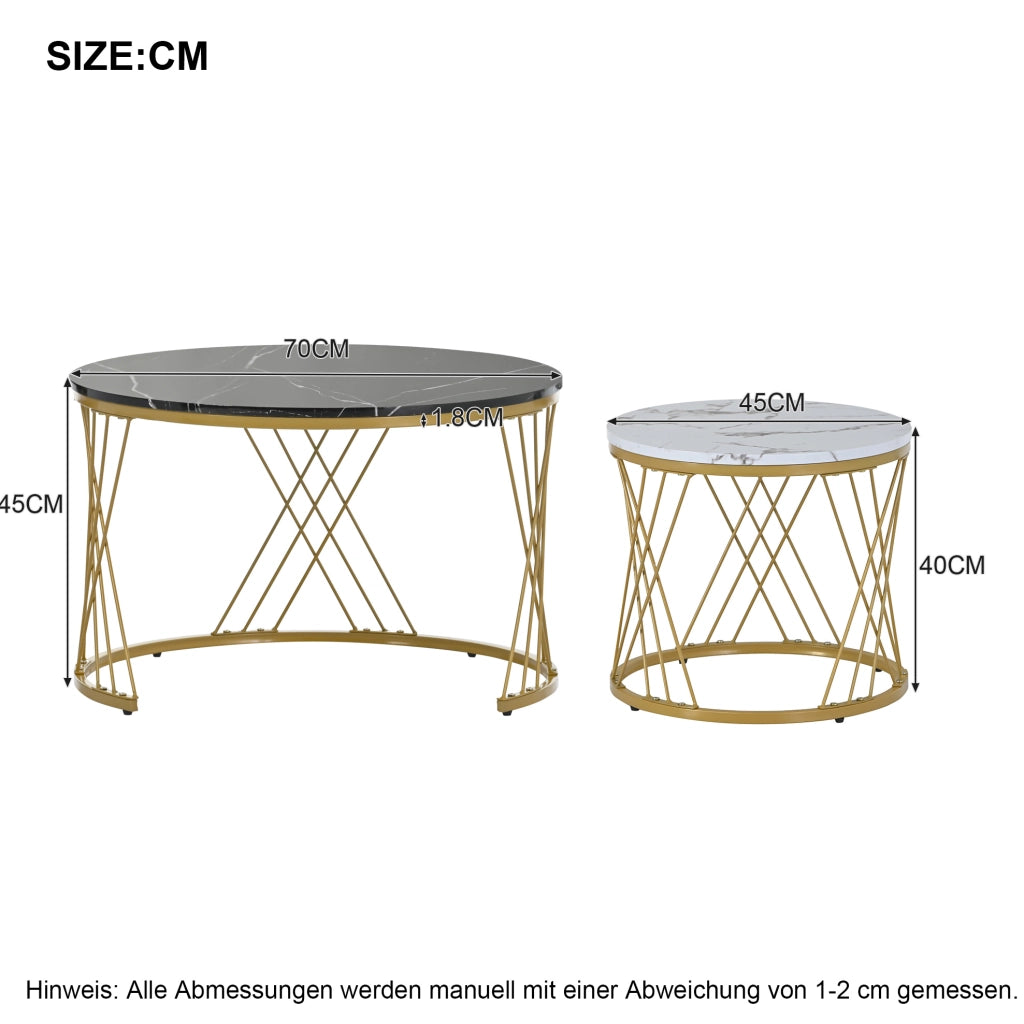 TAVOLINO DA CAFFÈ NESTING Set da 2 pezzi 70x70x45 cm MDF Nero