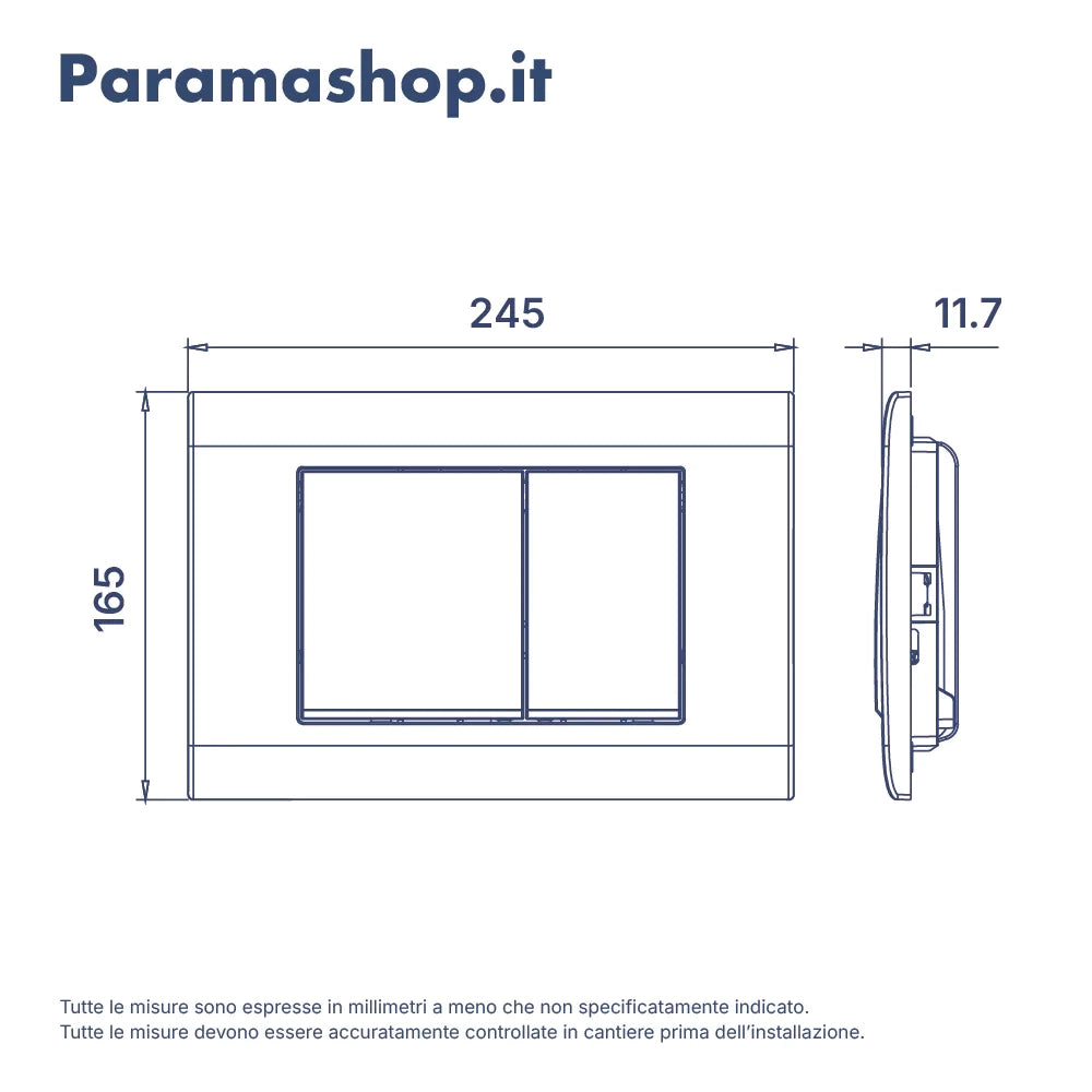 Placca di scarico doppio tasto in ABS silver grey opaco