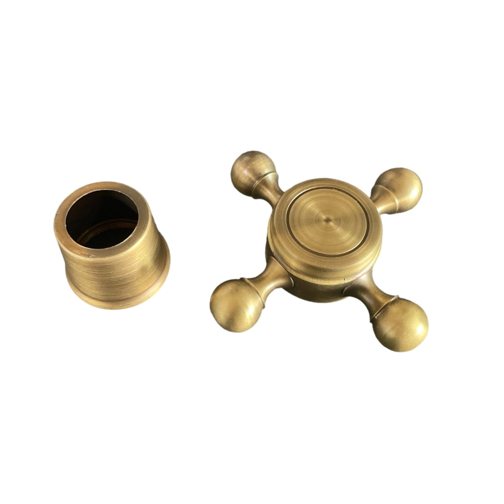 Ricambio maniglia vintage a stella per rubinetto bronzata, completa