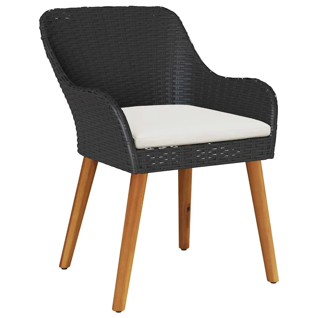 Set da Pranzo per Giardino con cuscino 7 pcs Nero polyrattan 3261675