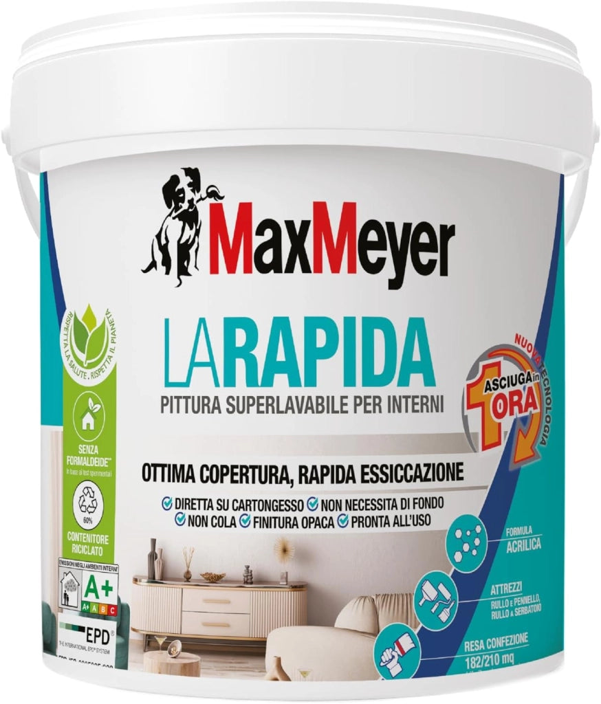 Idropittura Superlavabile per Interni La Rapida, Colore Bianco, 14L