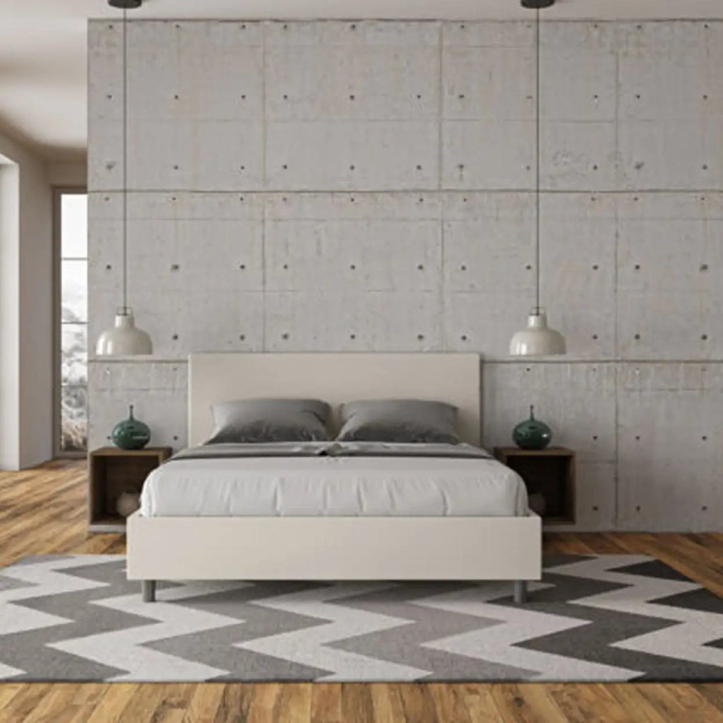 Letto matrimoniale senza rete imbottito 160x190 similpelle bianco Adele