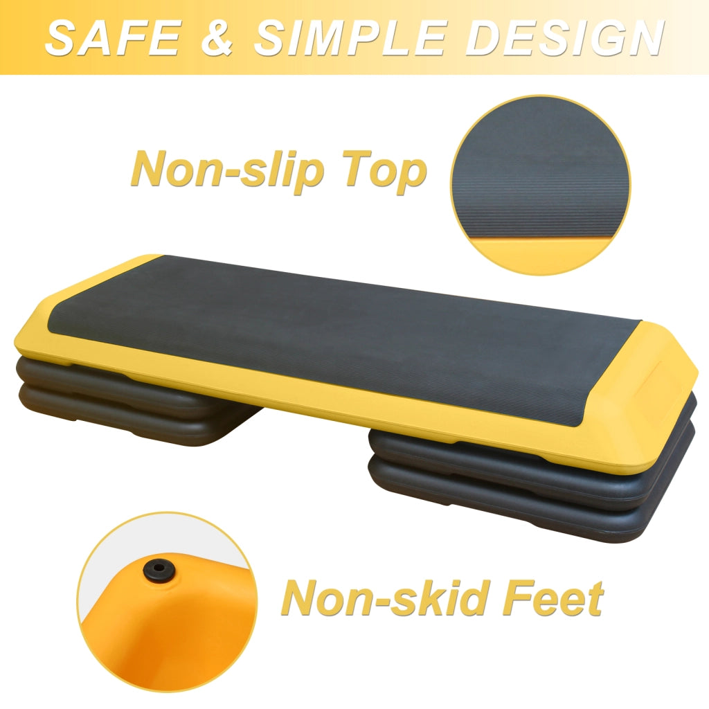 Piattaforma step aerobica ¨C Minimal ¨C 110cm, altezza regolabile, 4 supporti, gialla