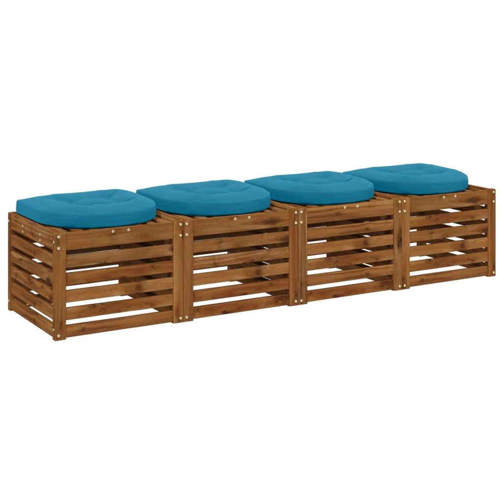 Cuscini per Sedia in 4 Pezzi 4 pz 100% Poliestere Azzurro 945331