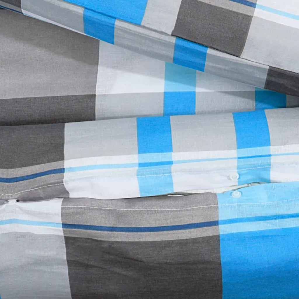 Set Copripiumino Blu e Grigio 200x200 cm in Cotone 136066