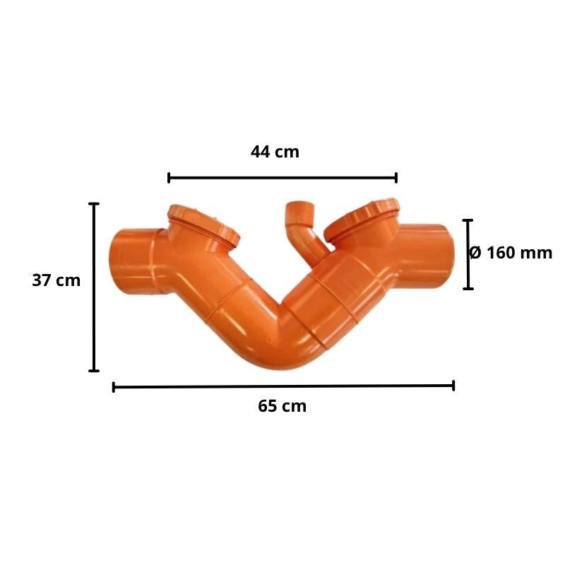 Sifone con sfiato in pvc (2 Tappi) : Diametro - 160
