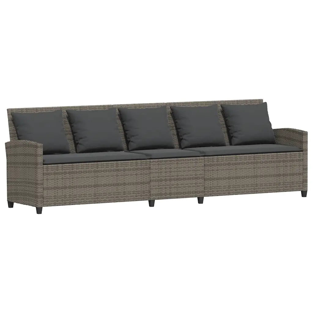 Divano da Giardino con Cuscini 5 Posti Grigio in Polyrattan 4104114