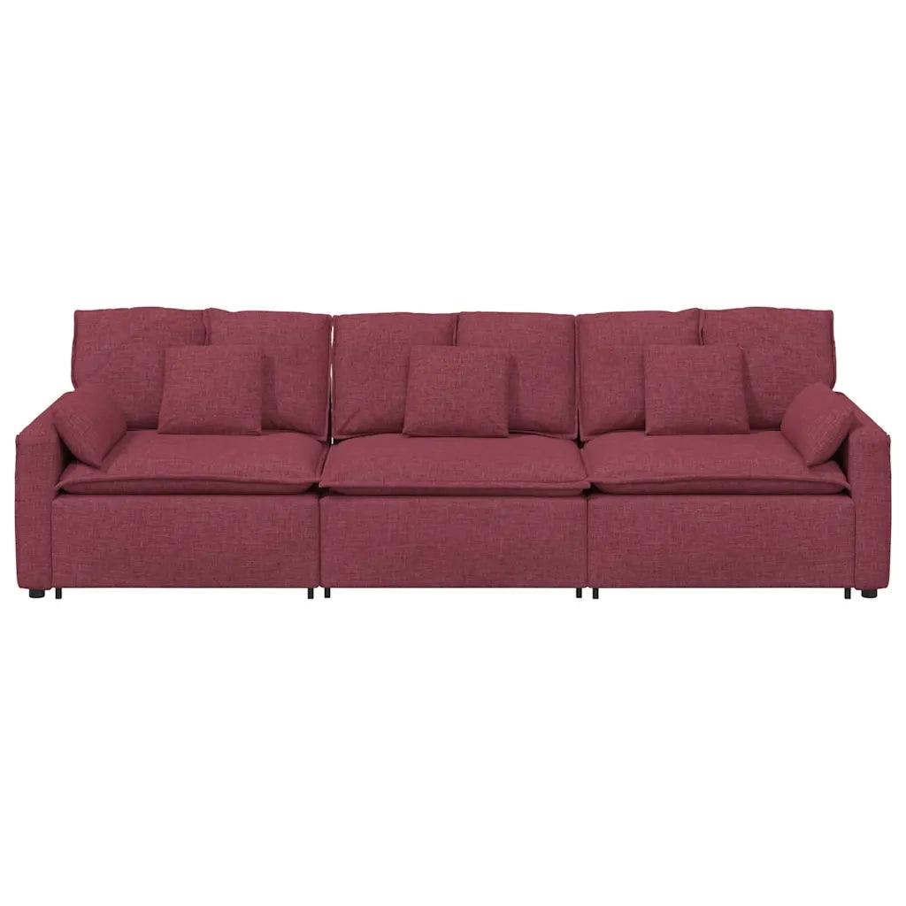 Divano Modulare con Cuscini Rosso Vino 3321090