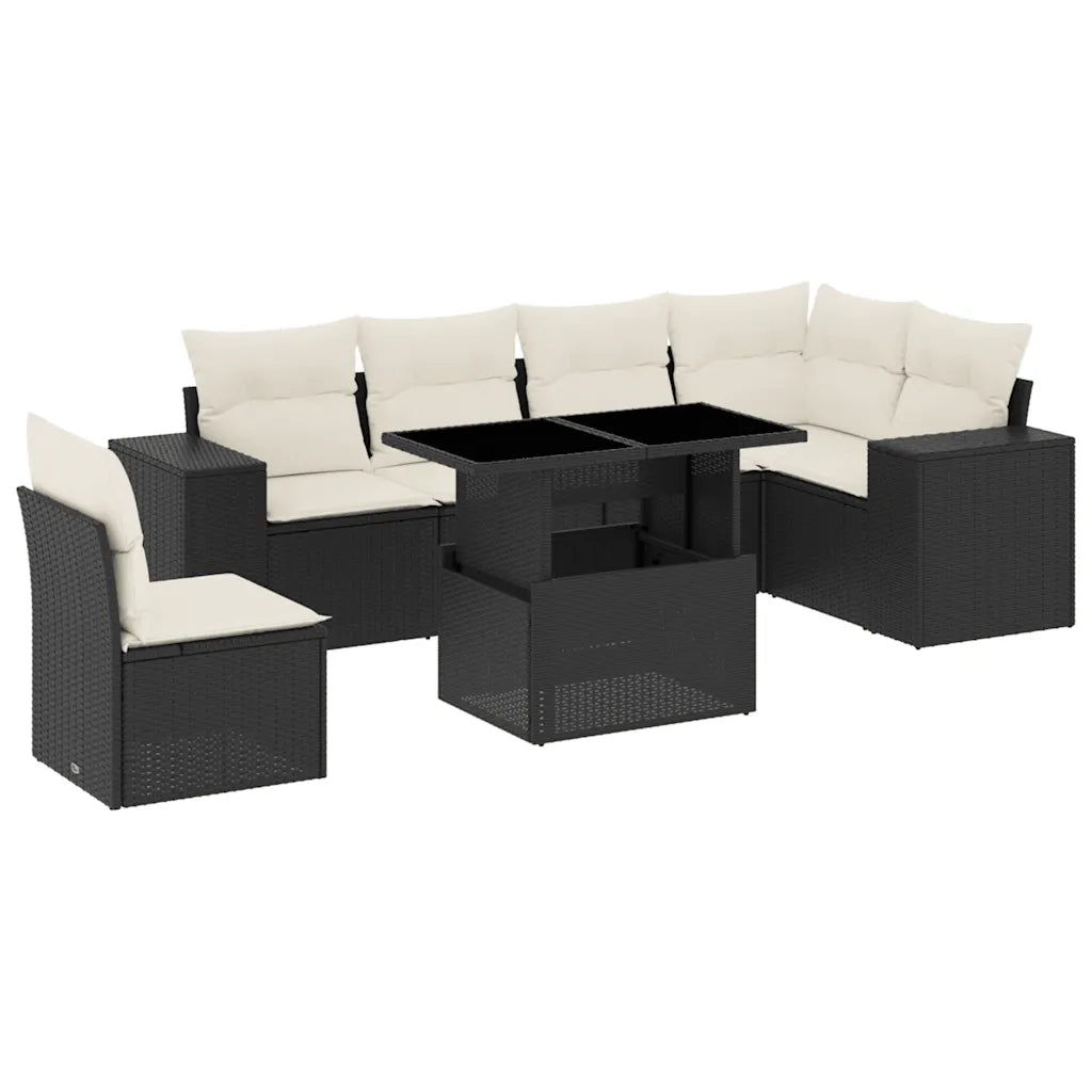 Set Divani da Giardino con Cuscini 7pz Nero Polyrattan 3269196
