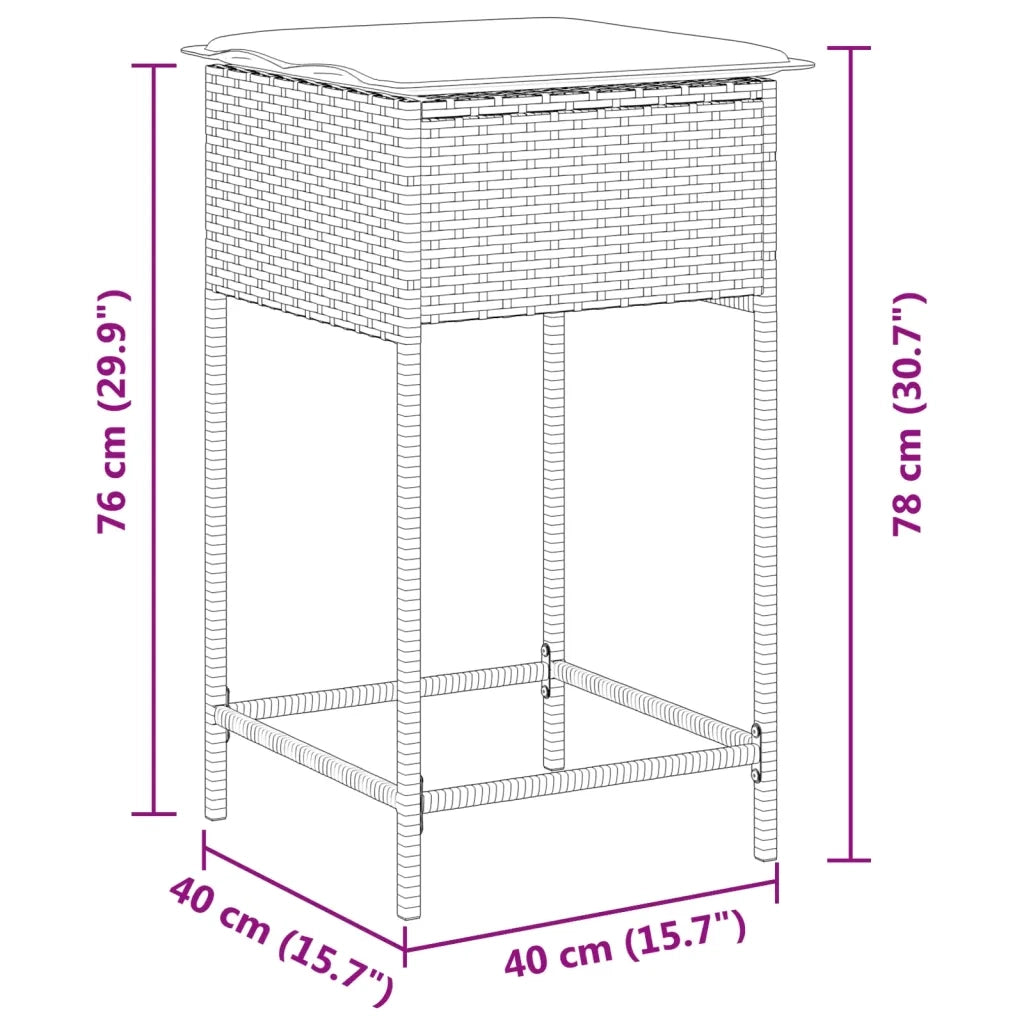 Sgabelli da Bar con Cuscini 2 pz Marroni in Polyrattan 368318