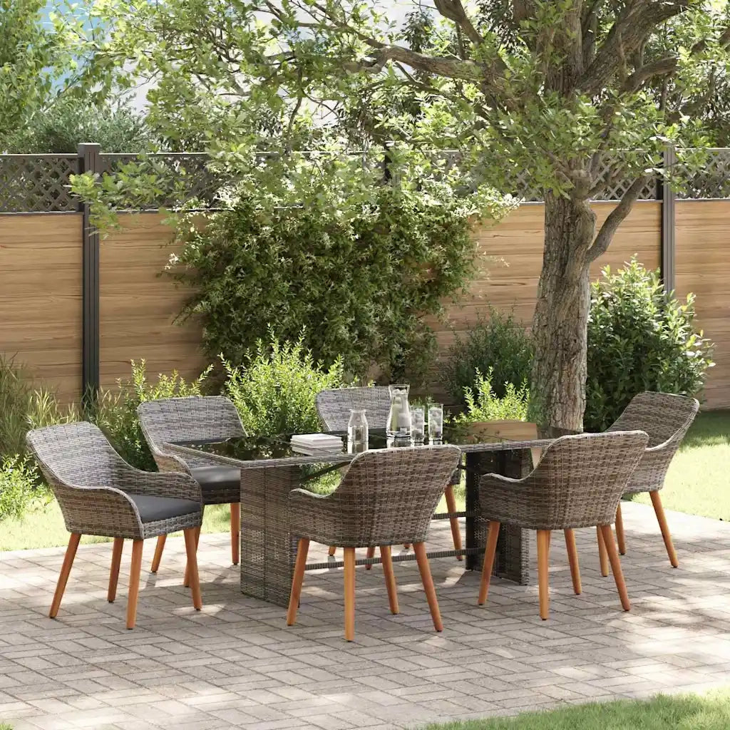 Set da Pranzo per Giardino con cuscino 7 pcs Grigio polyrattan 3261625
