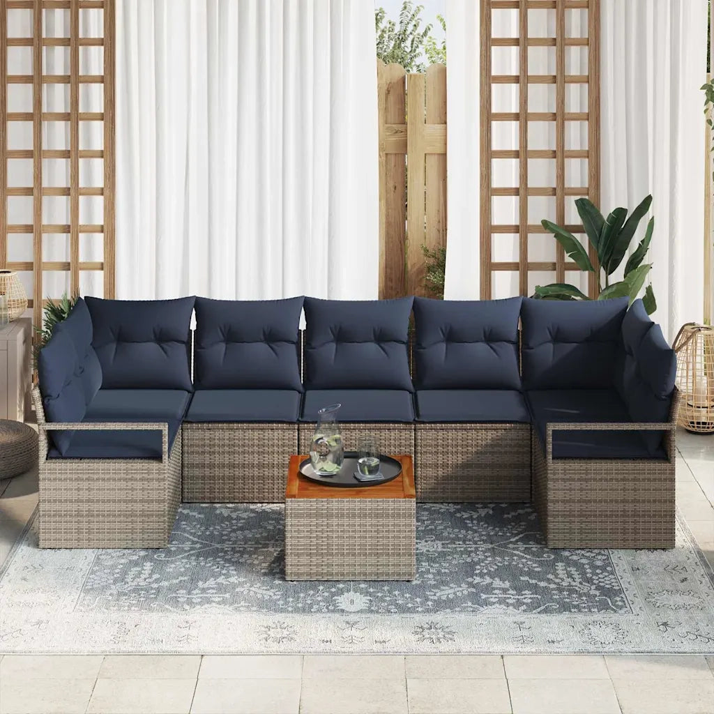 Set Divano da Giardino con cuscino 8 pcs Grigio polyrattan 3347675