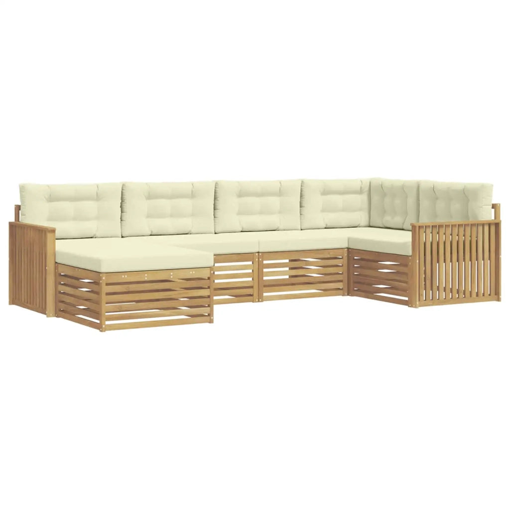 Set di divani da esterno 6 pz Bianco e Crema Poliestere 3390760