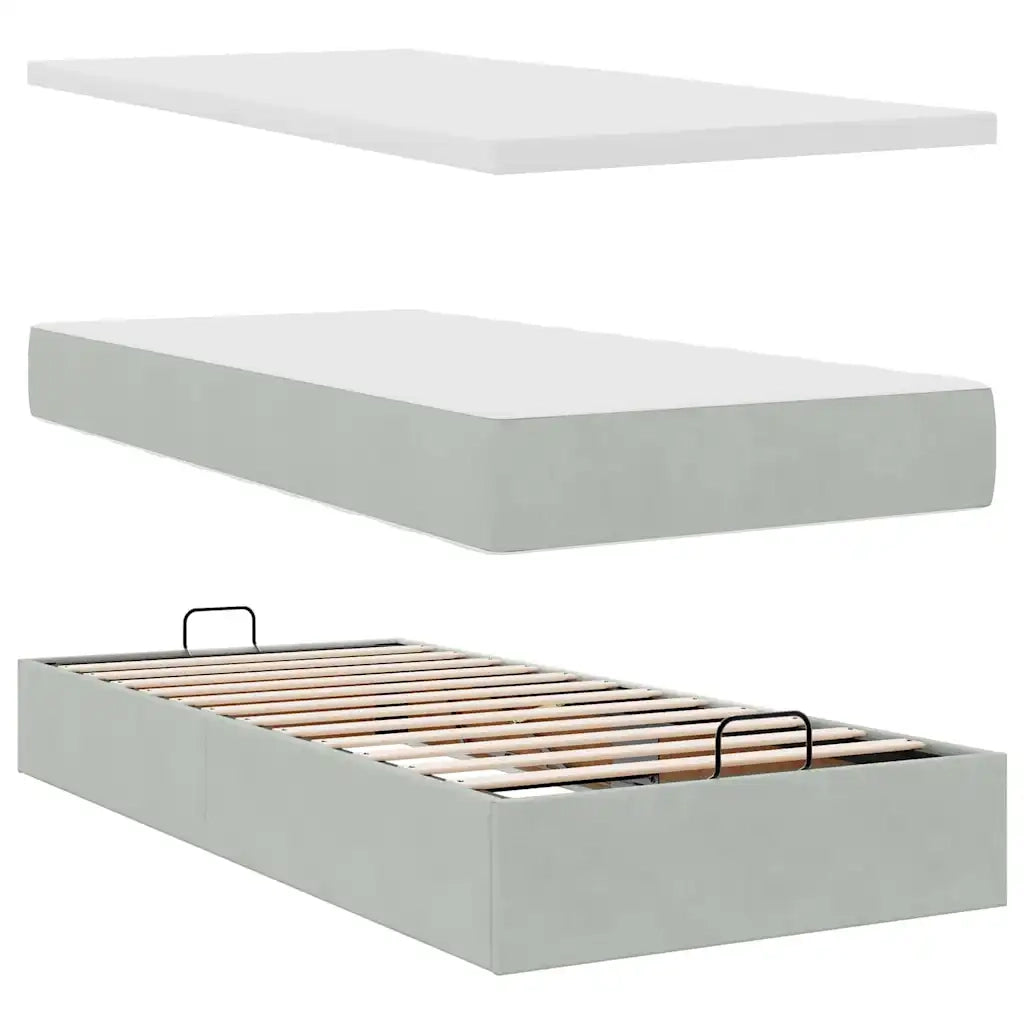 Struttura Letto Pouf con Materassi 90x200 cm in Velluto 3313445