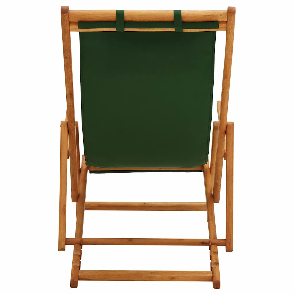 Sedia pieghevole in legno massello di eucalipto e tessuto verde 310312
