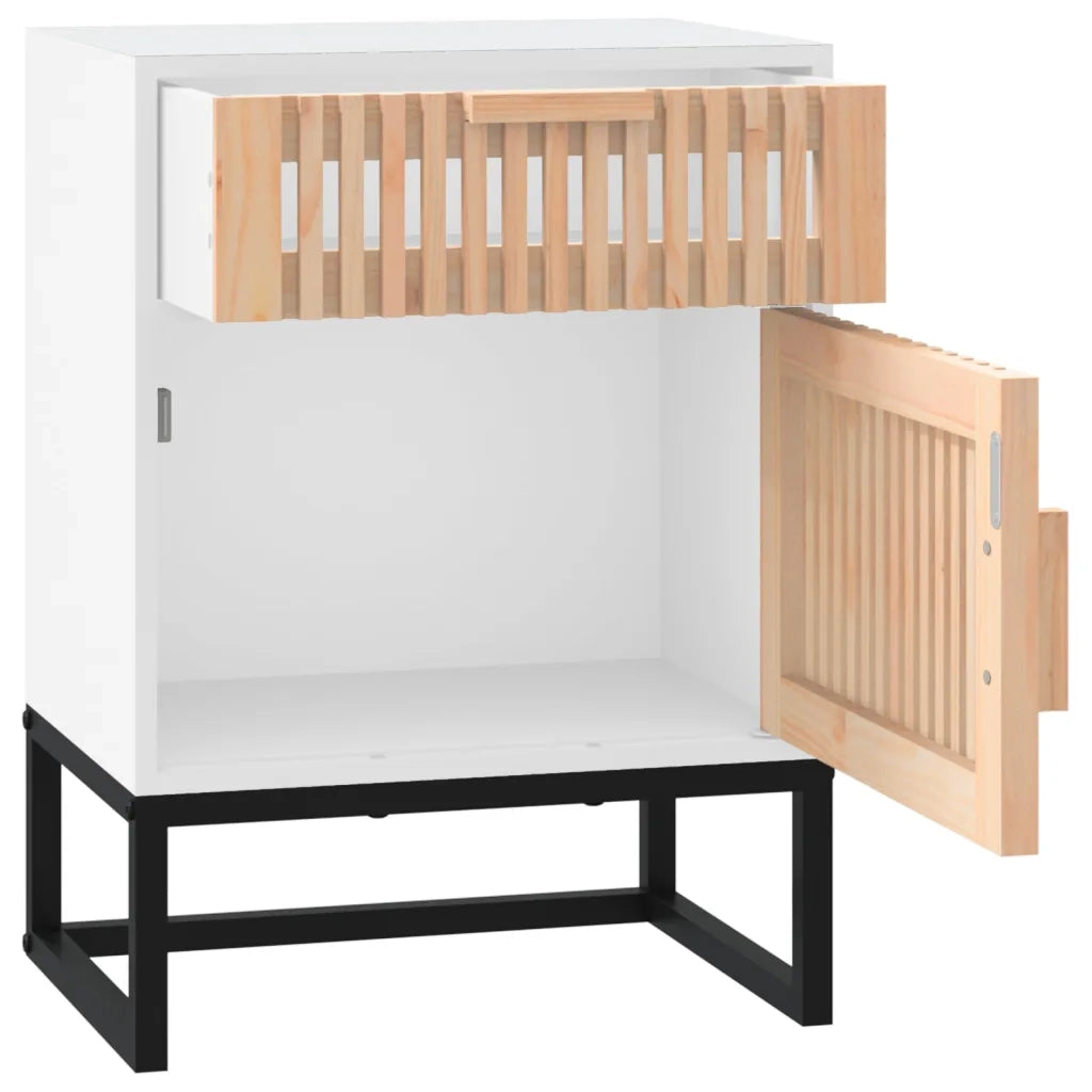 Comodino Bianco 40x30x55,5 cm Legno Multistrato e Ferro 352091