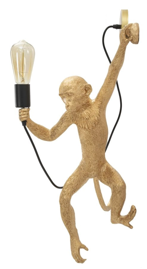 Lampada da Muro Monkey Oro 32x32x64 cm in Resina Oro