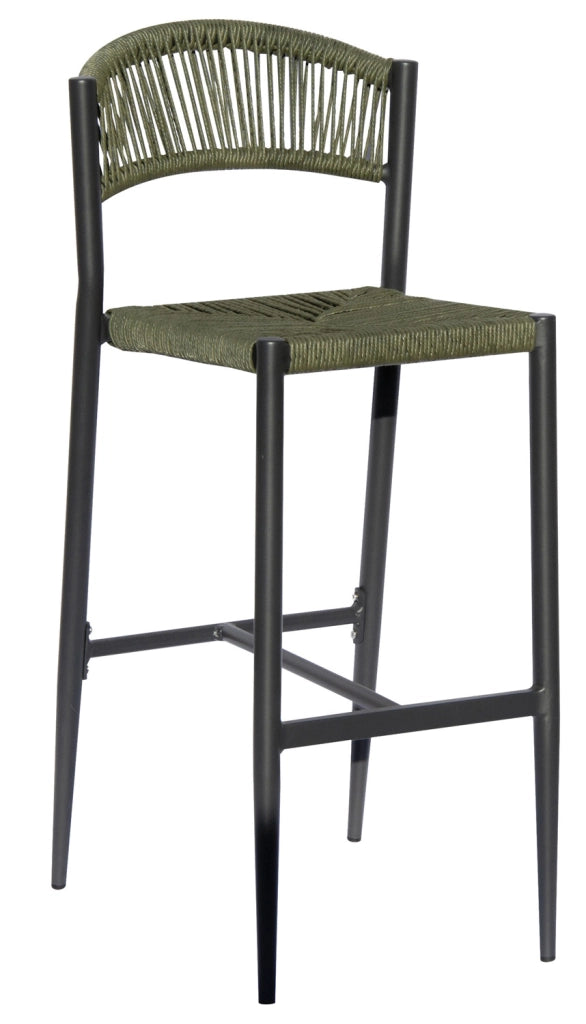 Sgabello Milano Contract In Alluminio  E Corda Color / Pz  1 Colore: Grigio / Verde