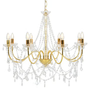 Lampadario con Perline Dorato 8 Lampadine E14 281607