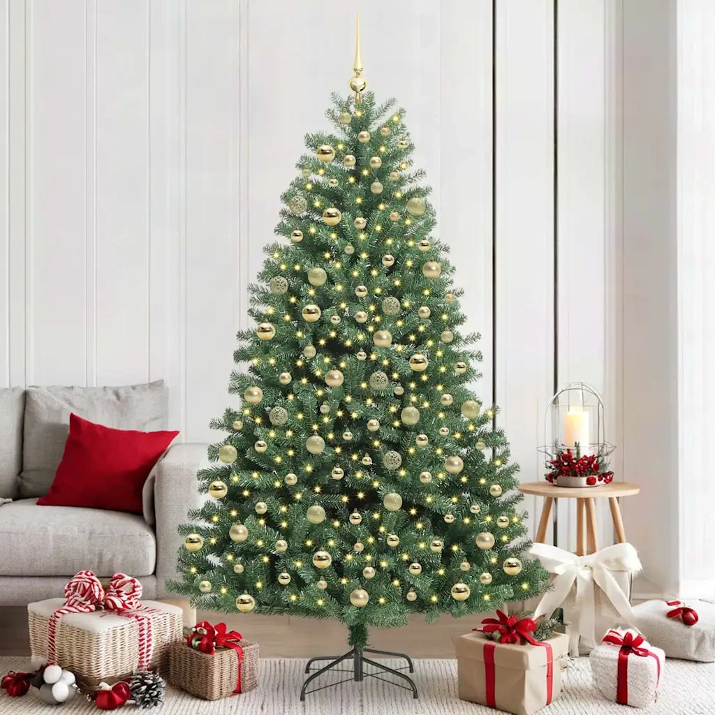Albero di Natale Artificiale con Rami Pieghevoli Verde 210 cm