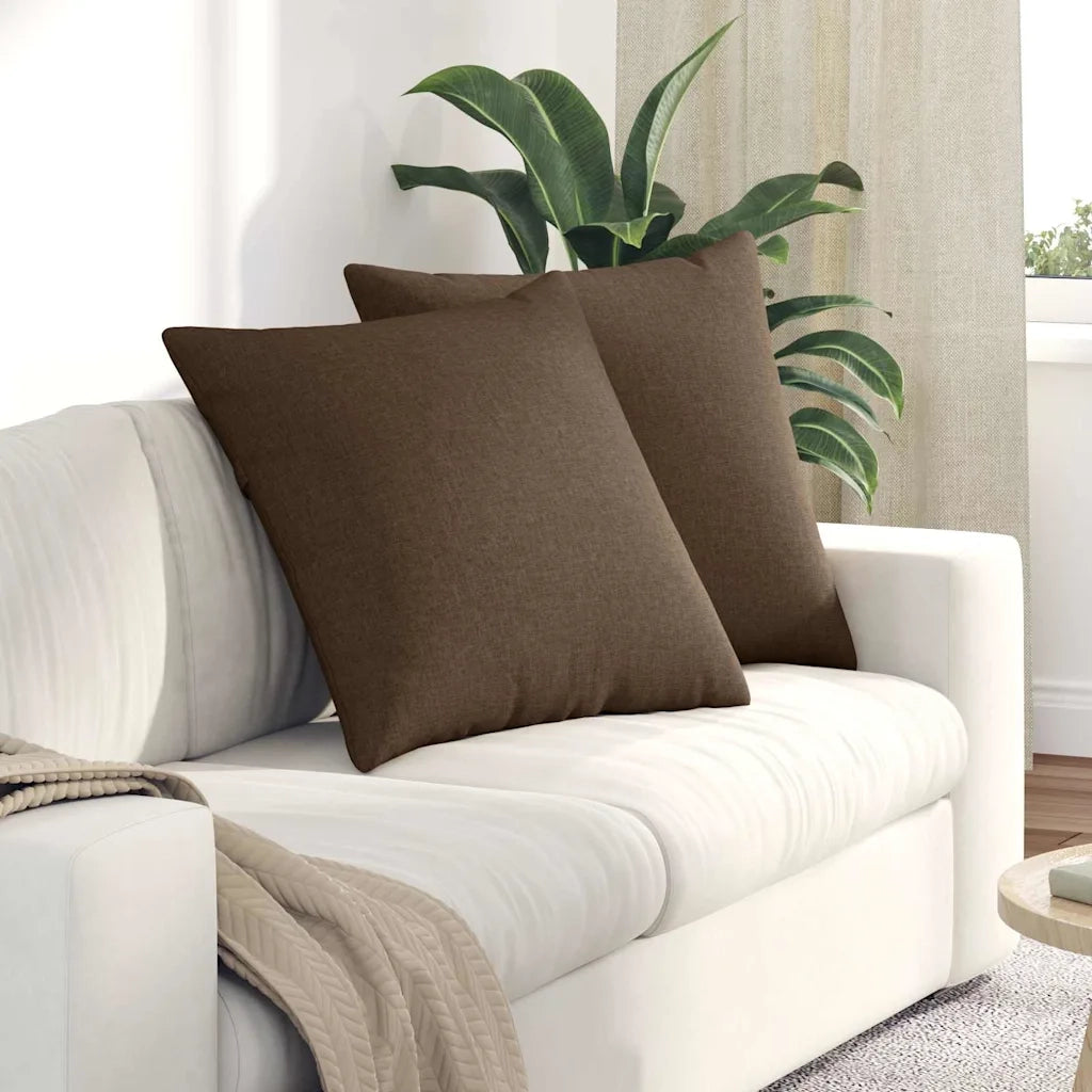 Cuscini da Divano 2 pz | Cuscini per sedie Marrone 80 x 80 cm Tessuto