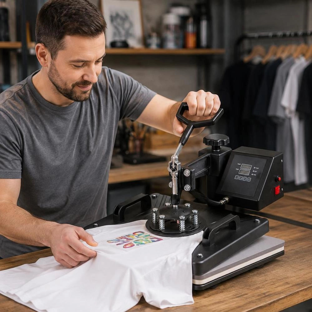 5-in-1 Heat Press Machine 38x30cm T-shirt Press Machine DIY Heat Press With Digital LED Temperature And Time Controller