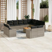 Set Divani da Giardino 13 pz con Cuscini Grigio in Polyrattan 3256725