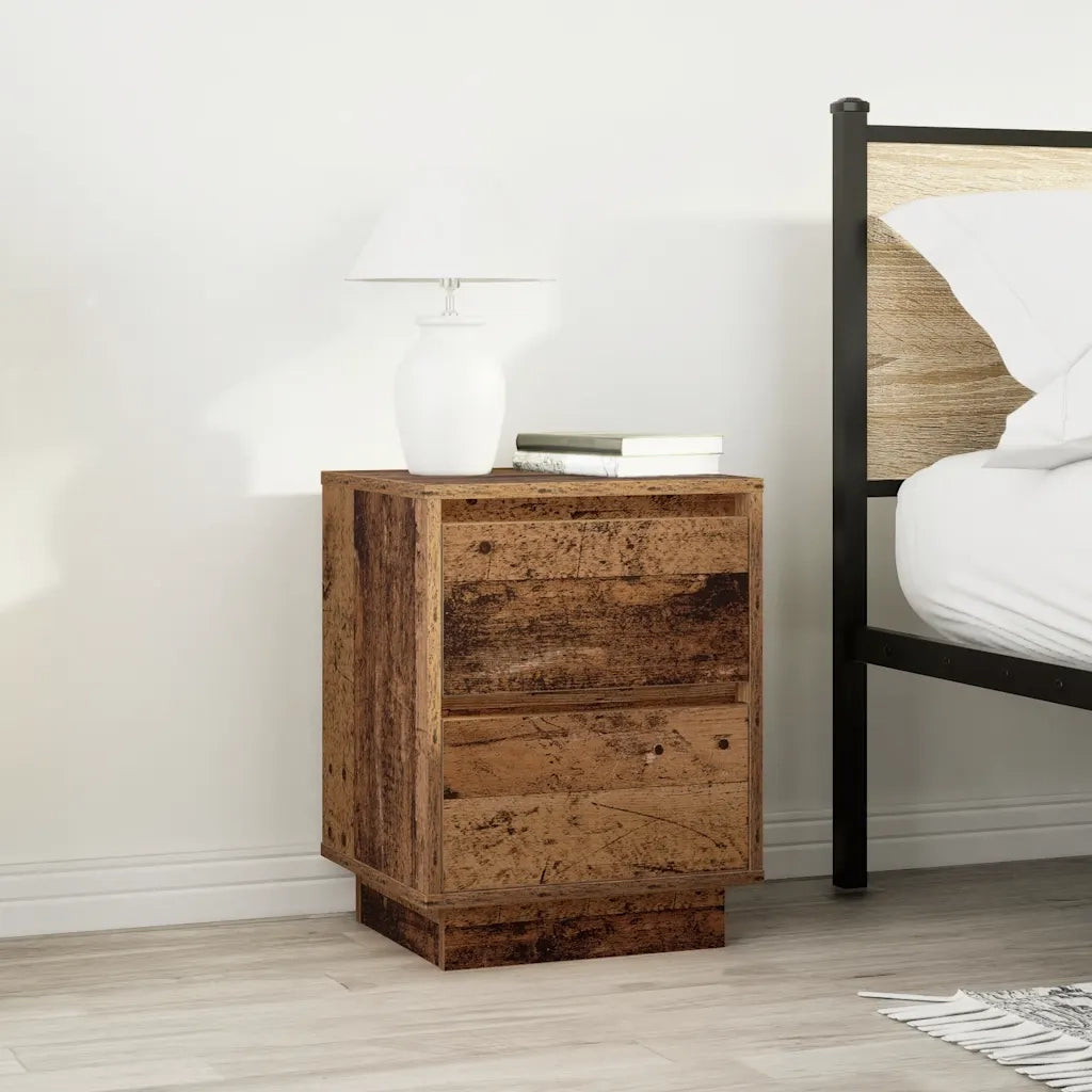 Comodini con Luci a LED 2 pz Legno Antico 38x34x50 cm 861298