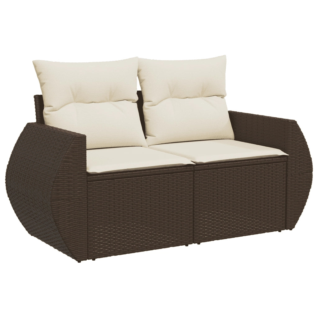 Set Divani da Giardino 11 pz con Cuscini Polyrattan Marrone 3268803