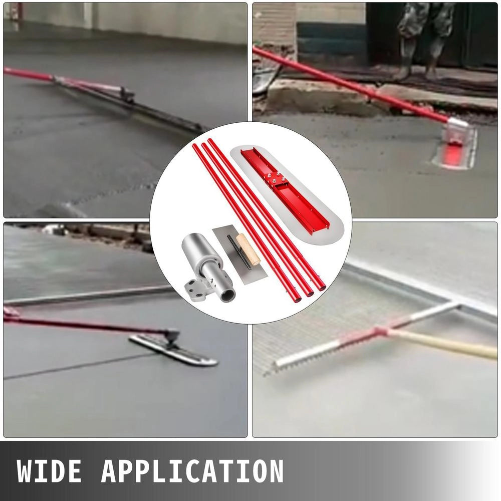 Bull Float Concrete Float 1200x300 Mm, Complete Concrete Tool Trowel Set, Handle Length 3 X 1.8 M, Smoothing Trowel, Steel, Adjustable Bottom, Construction Aid