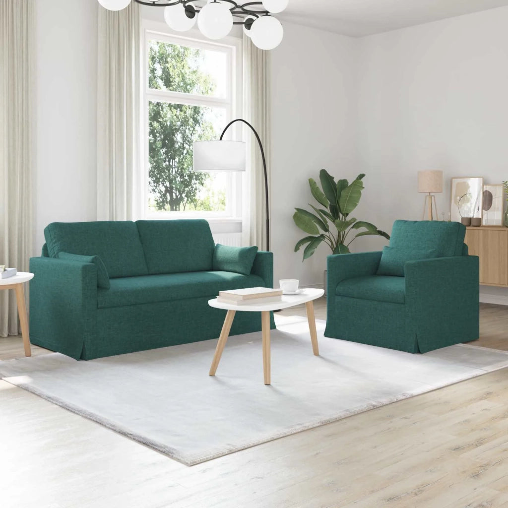 Set di divani 2 pz Verde Scuro Tessuto 3407540