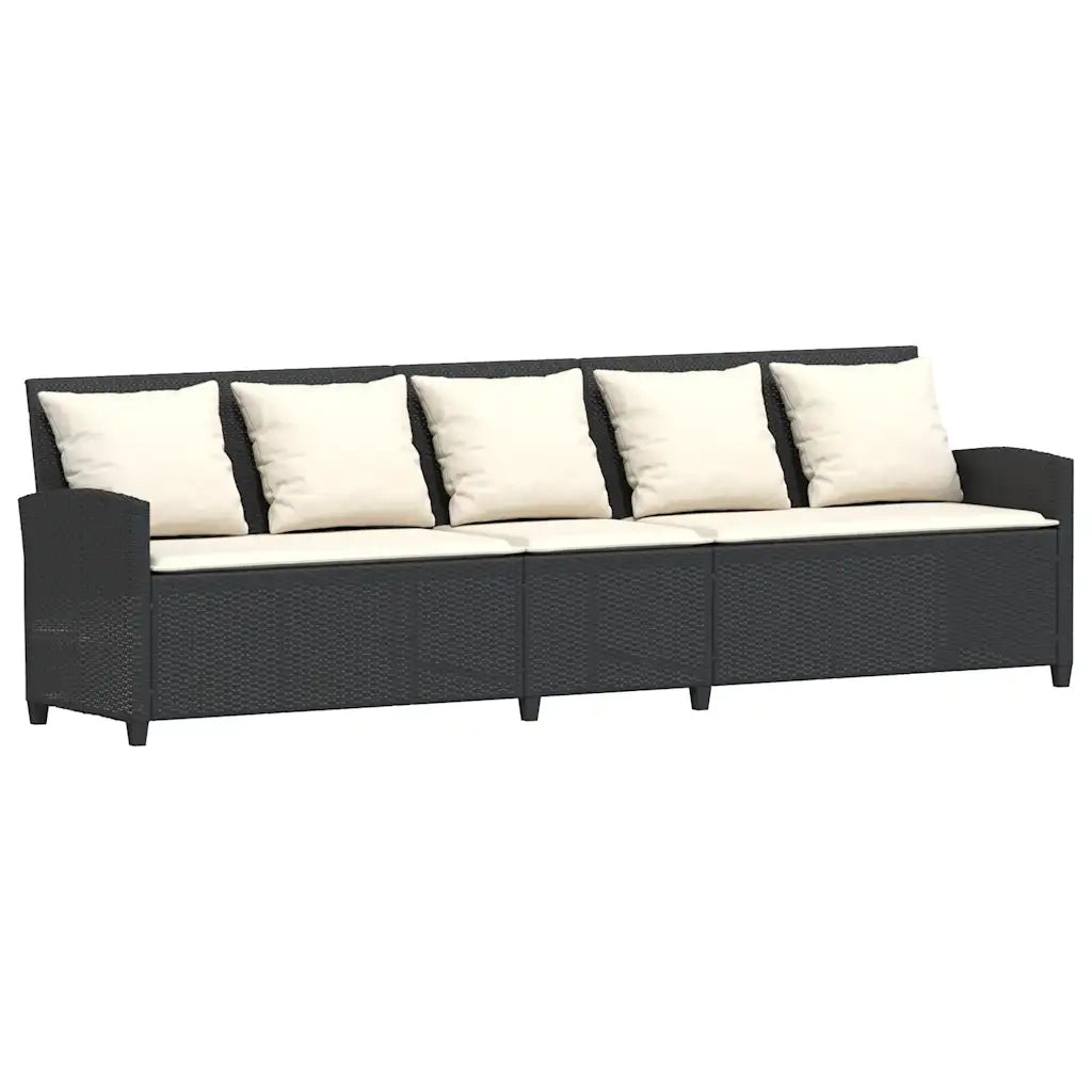 Divano da Giardino con Cuscini in Polyrattan Nero 3365328