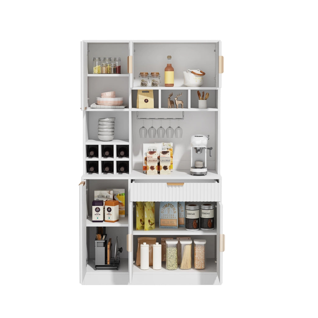 Credenza alta da cucina 100x40x175 cm con prese USB-A e USB-C; bianco