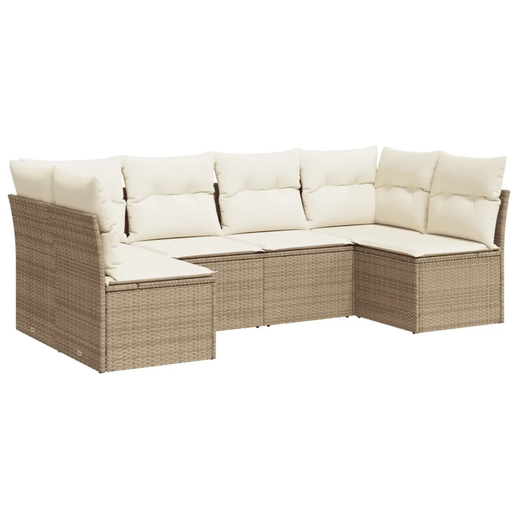 Set Divano da Giardino 6 pz con Cuscini Beige in Polyrattan 3217388