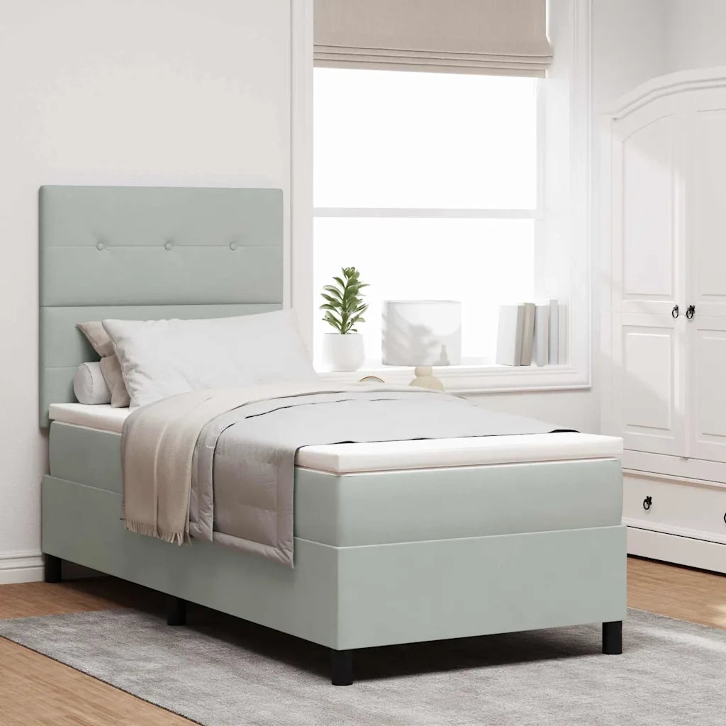 Letto a molle con materasso Grigio chiaro 80 x 200 cm Velluto 3339794