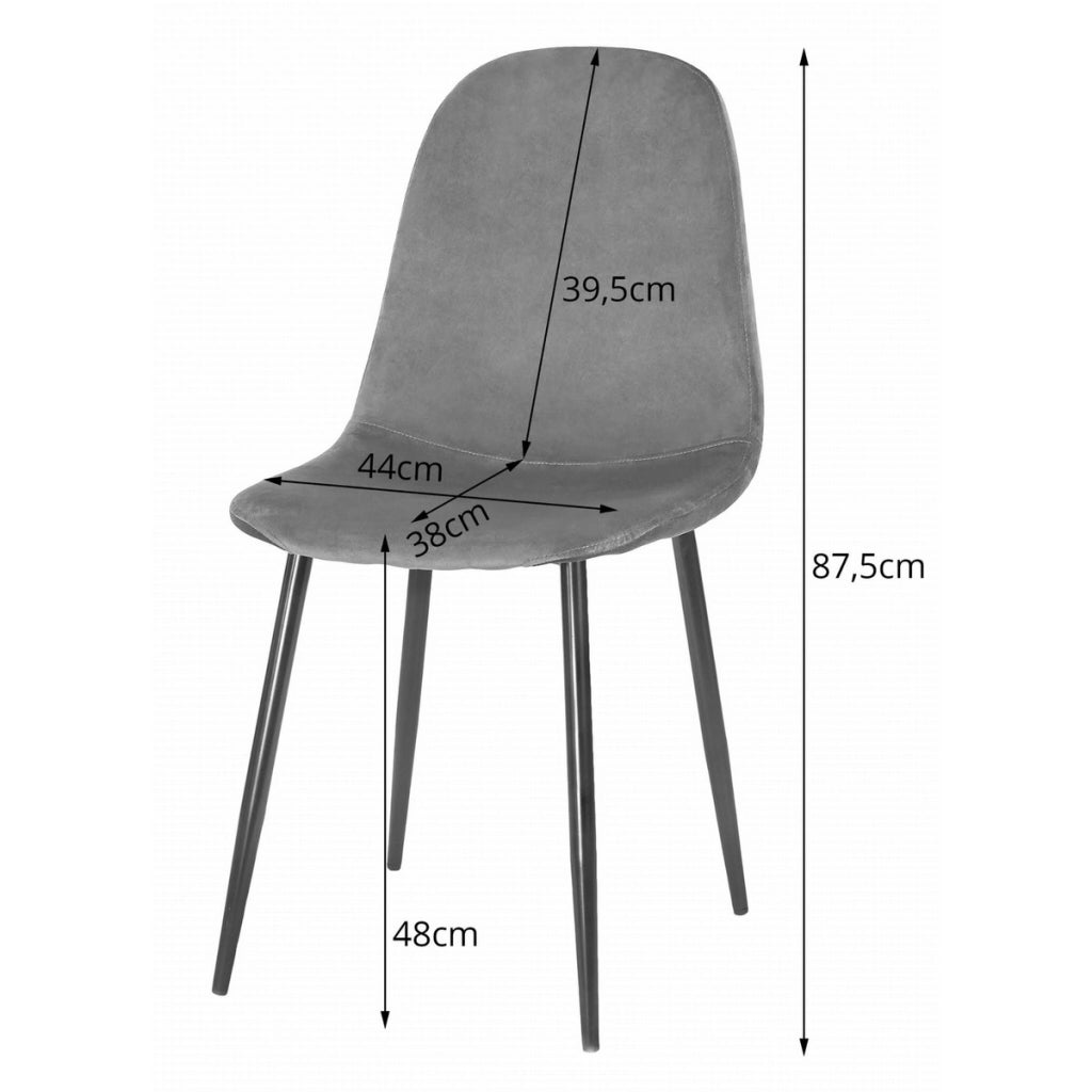 Sedia Como in velluto grigio scuro con gambe nere